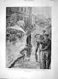 Old Antique Print 1894 Anti Cholera Washing Streets Covent Garden London 19th