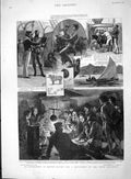 Original Old Antique Print 1894 Export Cattle Buying Battleship China S 19th