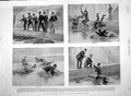 Original Old Antique Print 1894 Mussuck Race Calcutta Swimming Bath Goat-Skin