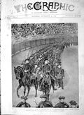 Original Old Antique Print 1894 King Spain Boy Volunteers Bull Ring Sebastian