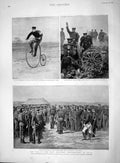 Original Old Antique Print 1894 War Military Japan Cyclist Field Gun Victorian
