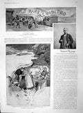 Original Old Antique Print 1894 Alps Randa Railway Rothschild Theodule 19th