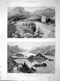 Original Old Antique Print 1894 Water Supply Manchester Lake Thirlmere Dam Cox