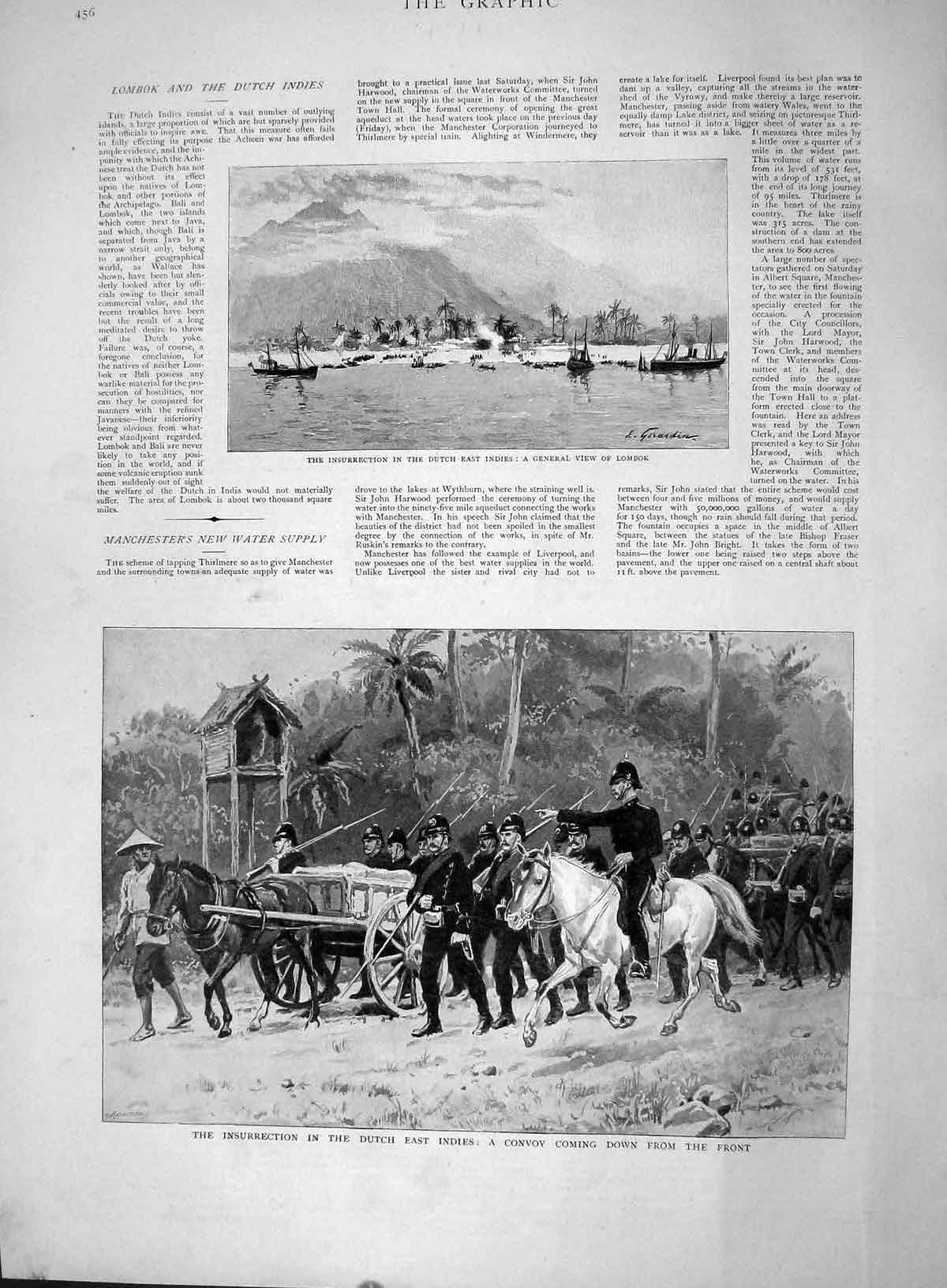 Original Old Antique Print 1894 Insurrection Dutch East Indies Lombok Siers War