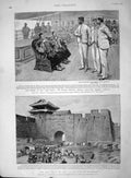 Original Old Antique Print 1894 Sinking Kow Shing Ship Gate Sacred City Moukden