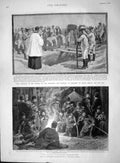 Original Old Antique Print 1894 Funeral Zimbabwe Major Wilson Shangani Cza 19th