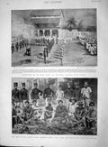 Old Antique Print 1894 Execution Arab Chief Melinda Africa Japan Coolies 19th