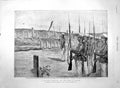 Original Old Antique Print 1894 Japanese Cemetery Field Battle War Engineer 19th