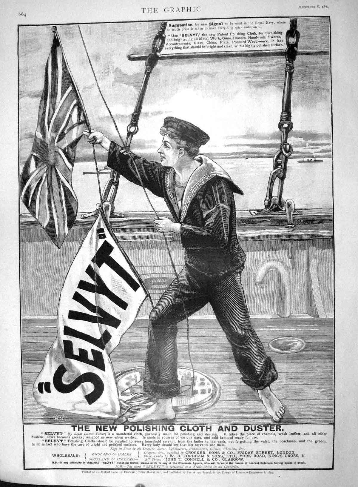 Original Old Antique Print 1894 Advertisement Selvyt Polishing Cloth Duster