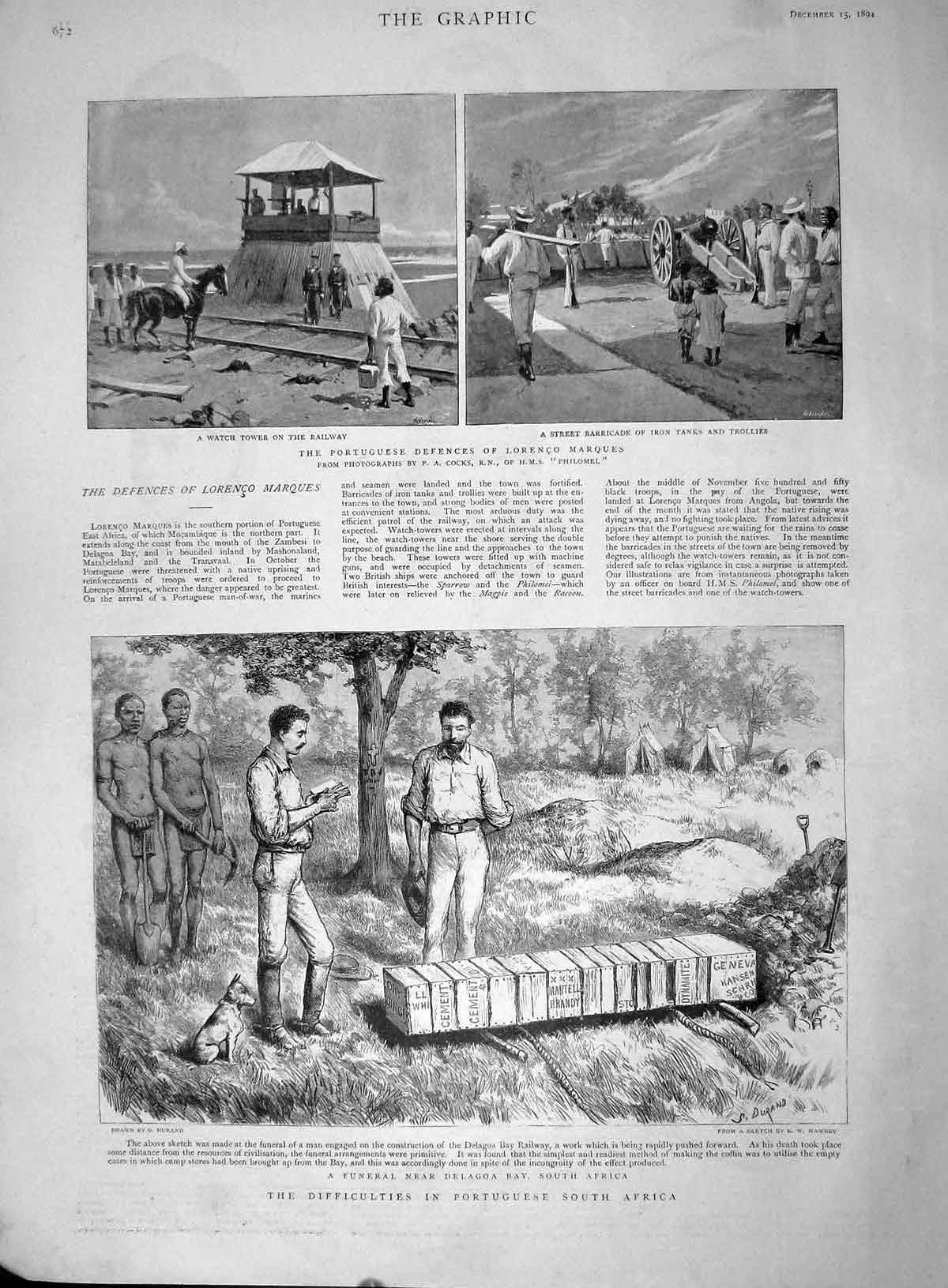 Original Old Antique Print 1894 Portuguese South Africa War Grosvenor Wedding