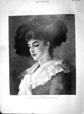 Original Old Antique Print 1894 Portrait Beautiful Lady Woman Dolores Victorian