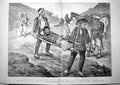 Original Old Antique Print 1894 War Siers Wounded Ambulance Corps Corea 19th