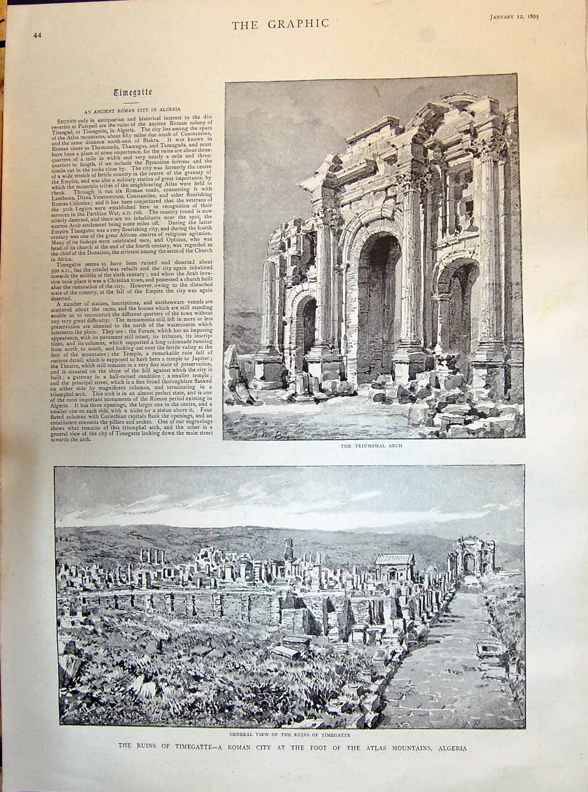 Old 1895 Ruins Timegatte Atlas Mountains Algeria Little Girl Daddy Ca Victorian
