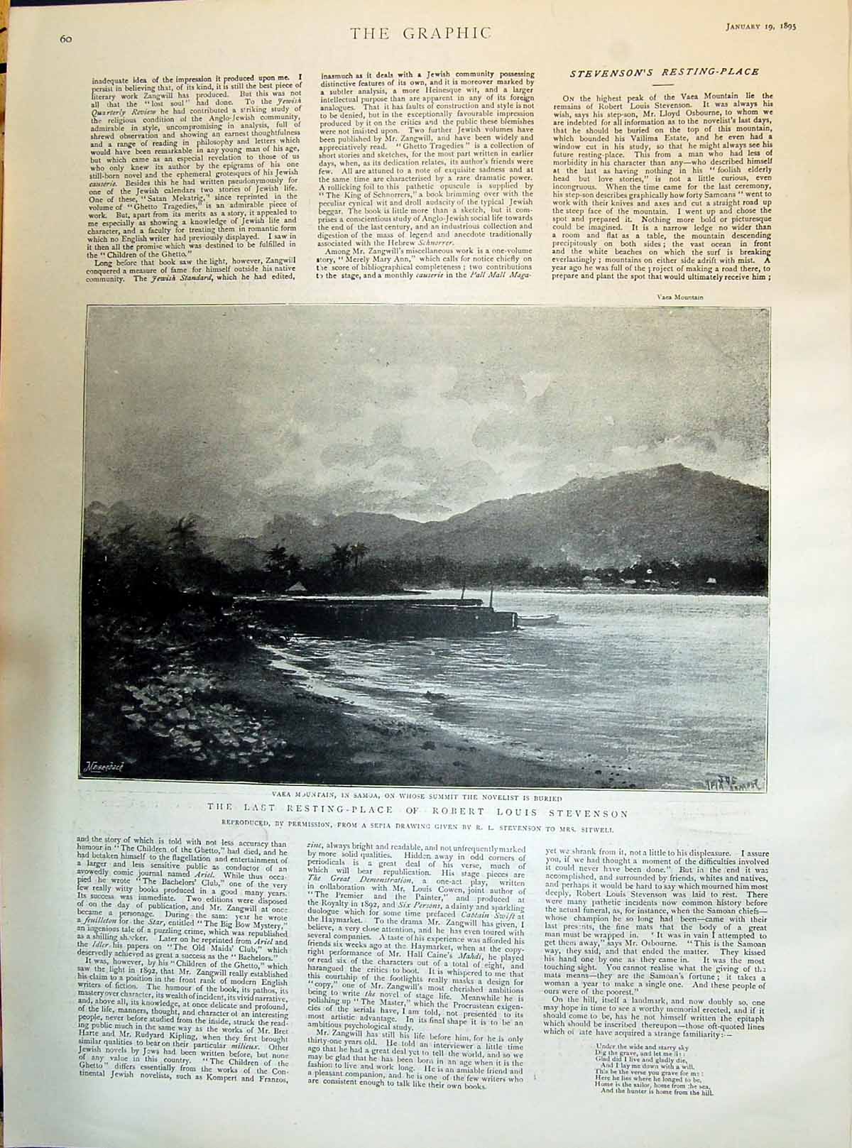 Old 1895 Robert Louis Stevenson Vaea Mountain Samoa Antwerp Court Jon Victorian