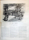 Old Antique Print 1895 Lady Nobody Maartens Niagra Hall Ice Skating Sport 19th