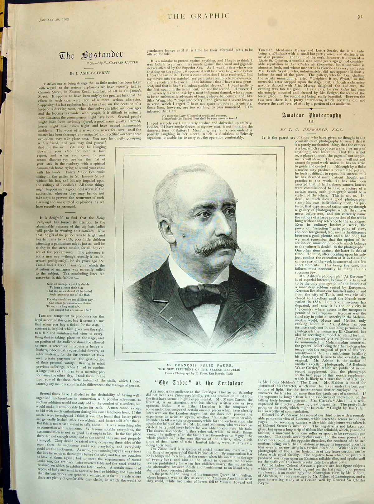 Old Print 1895 Portrait Francois Felix Faure France Lady Nobody Maartens 19th