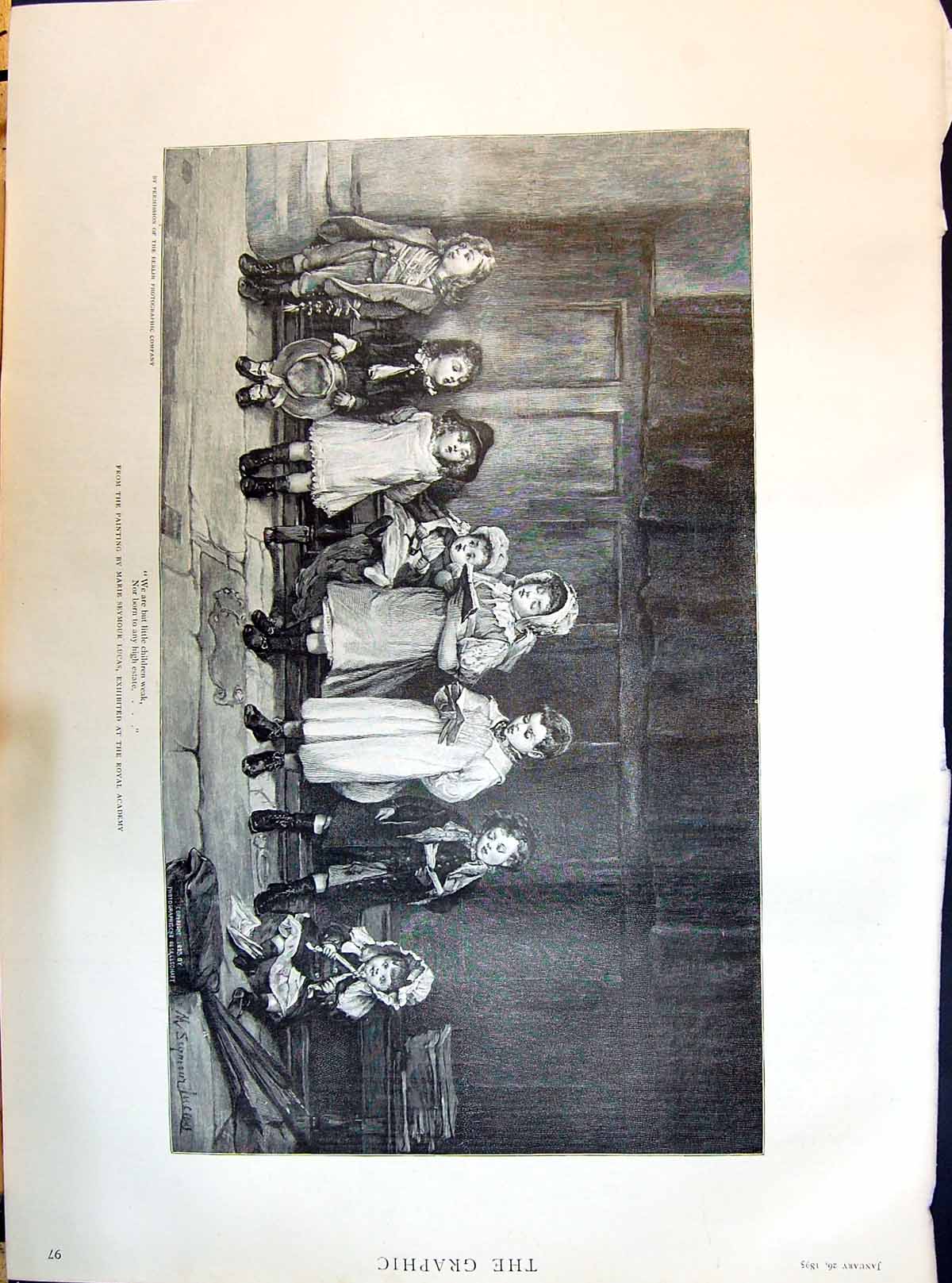 Old 1895 Children Singing Lucas Piano Collings Fitzgibbon Charles Col Victorian
