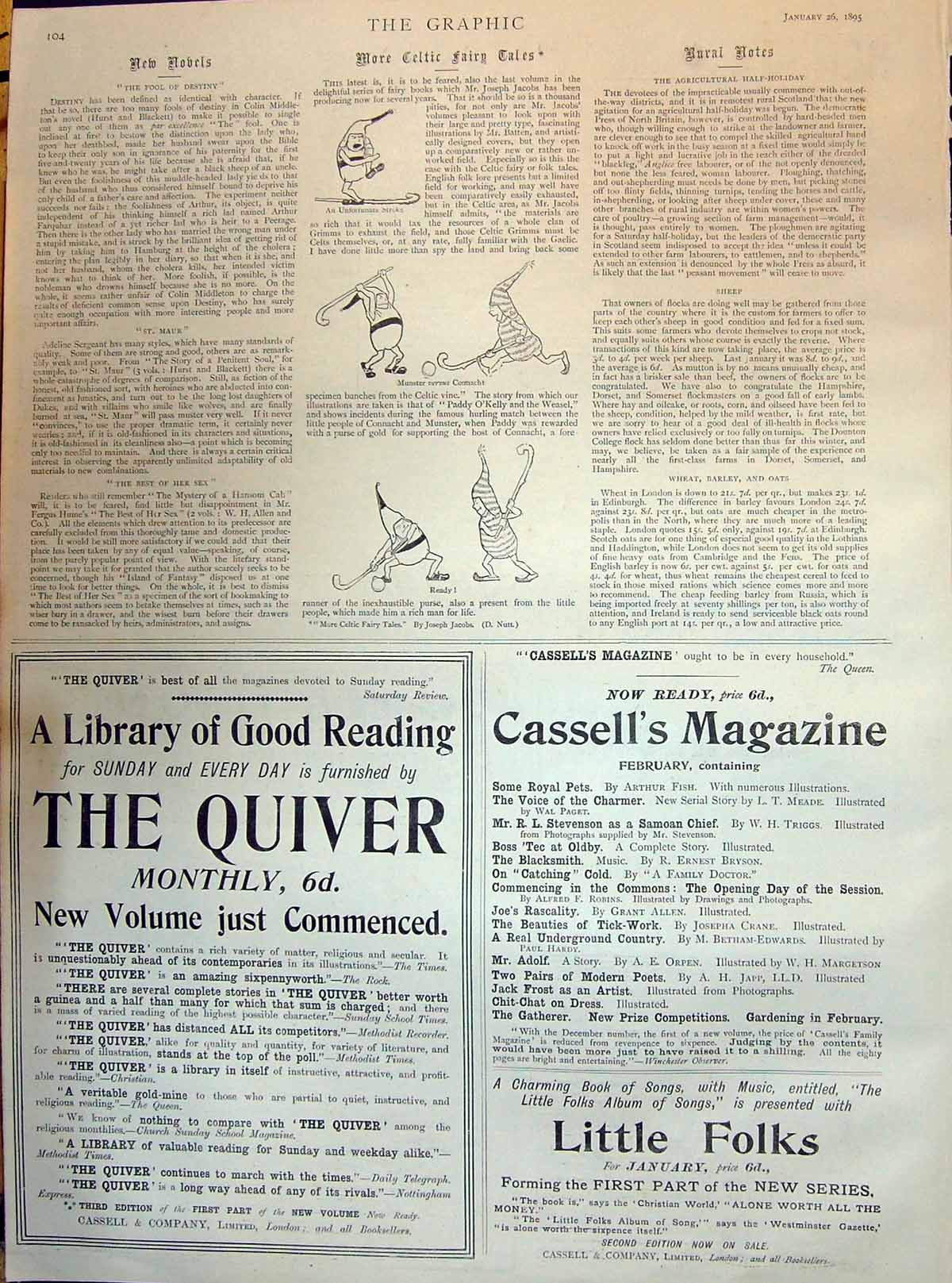 Old 1895 Munster Versus Connacht Quiver Cassell'S Magazine Advertisem Victorian