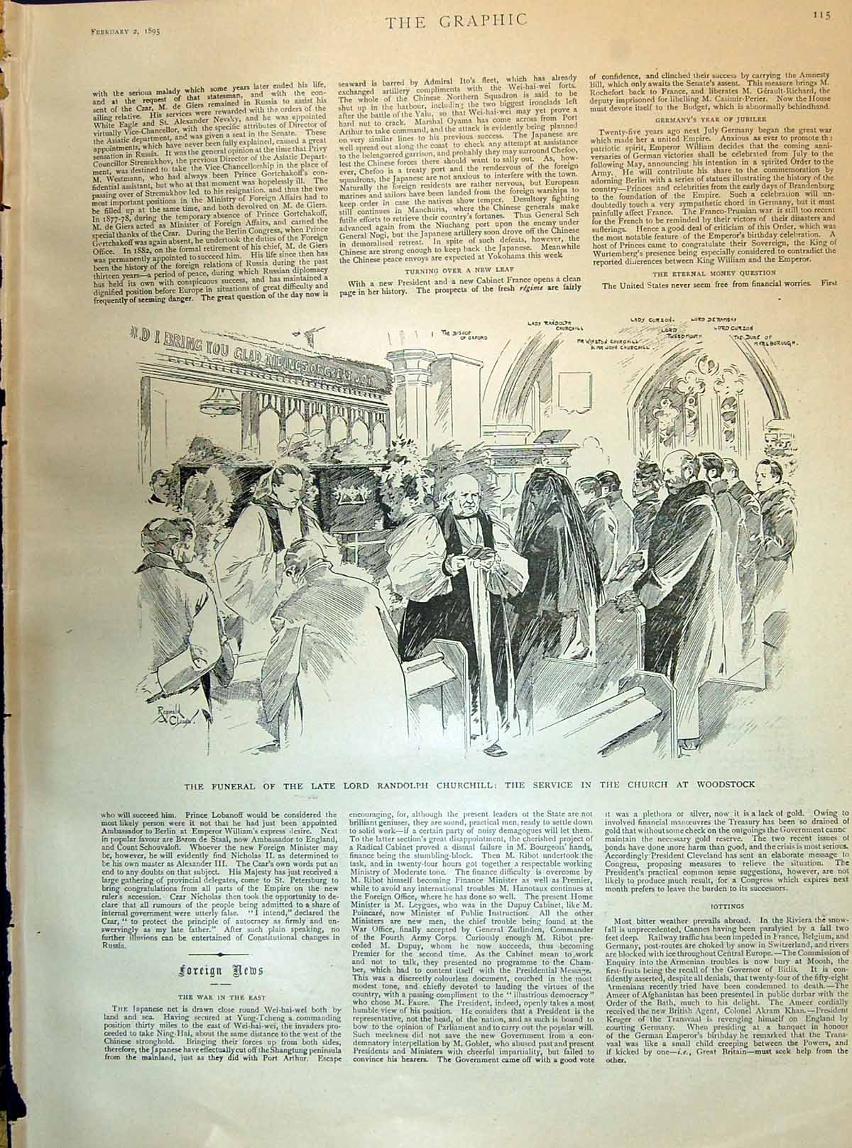 Old 1895 Funeral Lord Randolph Churchill Church Woodstock Ship Majest Victorian