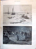 Old 1895 Frost Sea Boats Medway Below Chatham Dockyard Night Skating Victorian