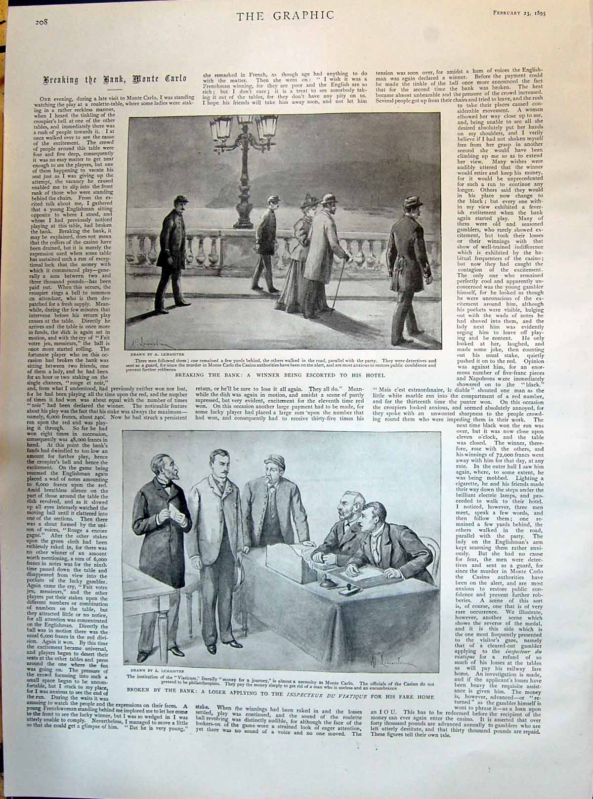 Old 1895 Breaking Bank Monte Carlo Casino France Pearson Ferrero Acto Victorian