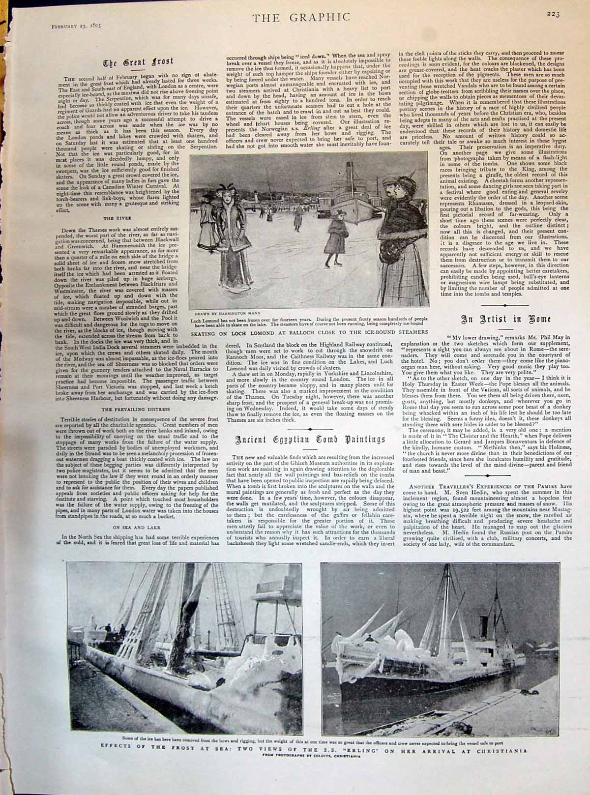 Old 1895 Skating Loch Lomond Balloch Frost Christiania Ancient Egypti Victorian