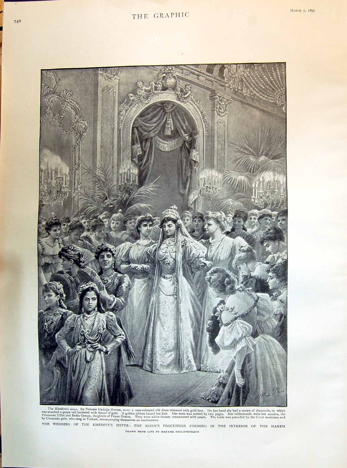 Old 1895 Khedive Sister Wedding Princess Hanem Harem Hulke Knox Pigot Victorian