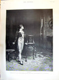 Antique Old Print 1895 Rooked Painting John Lomaz Young Man Indoor Card Scene