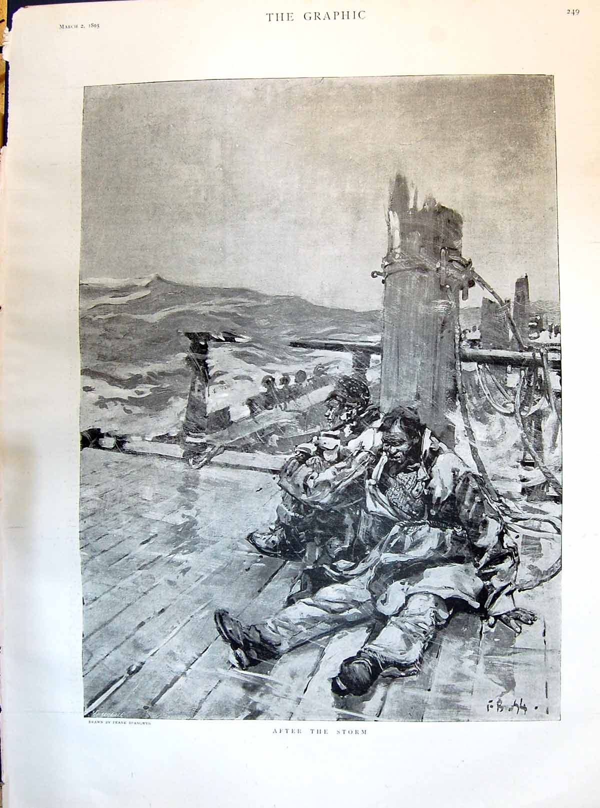 Old 1895 Scene Pier Stormy Sea Woodcock Shooting Ireland Hunting Bird Victorian