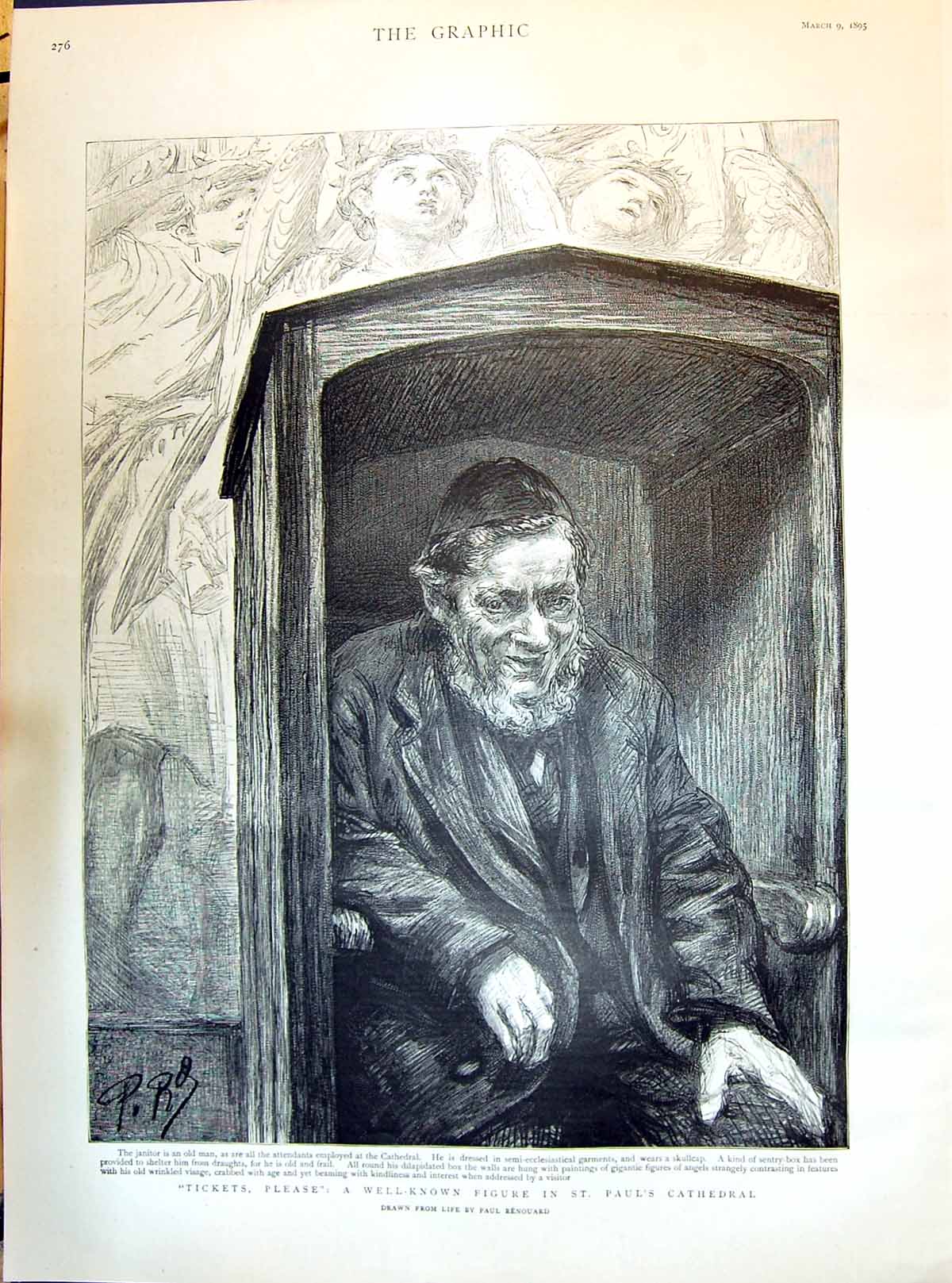 Old 1895 Tickets Please Well-Known Figure St. Pauls Cathedral Drawn L Victorian