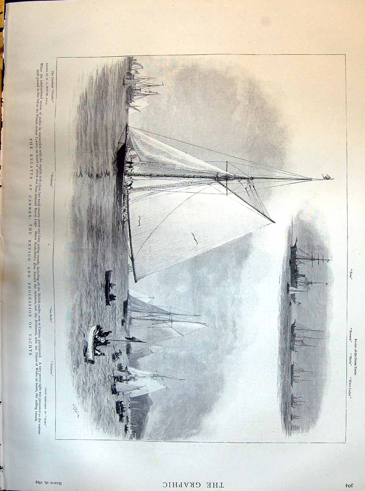 Old 1895 Regatta Cannes Yachts Hall Morton Ripon German-Reed Gould Hi Victorian