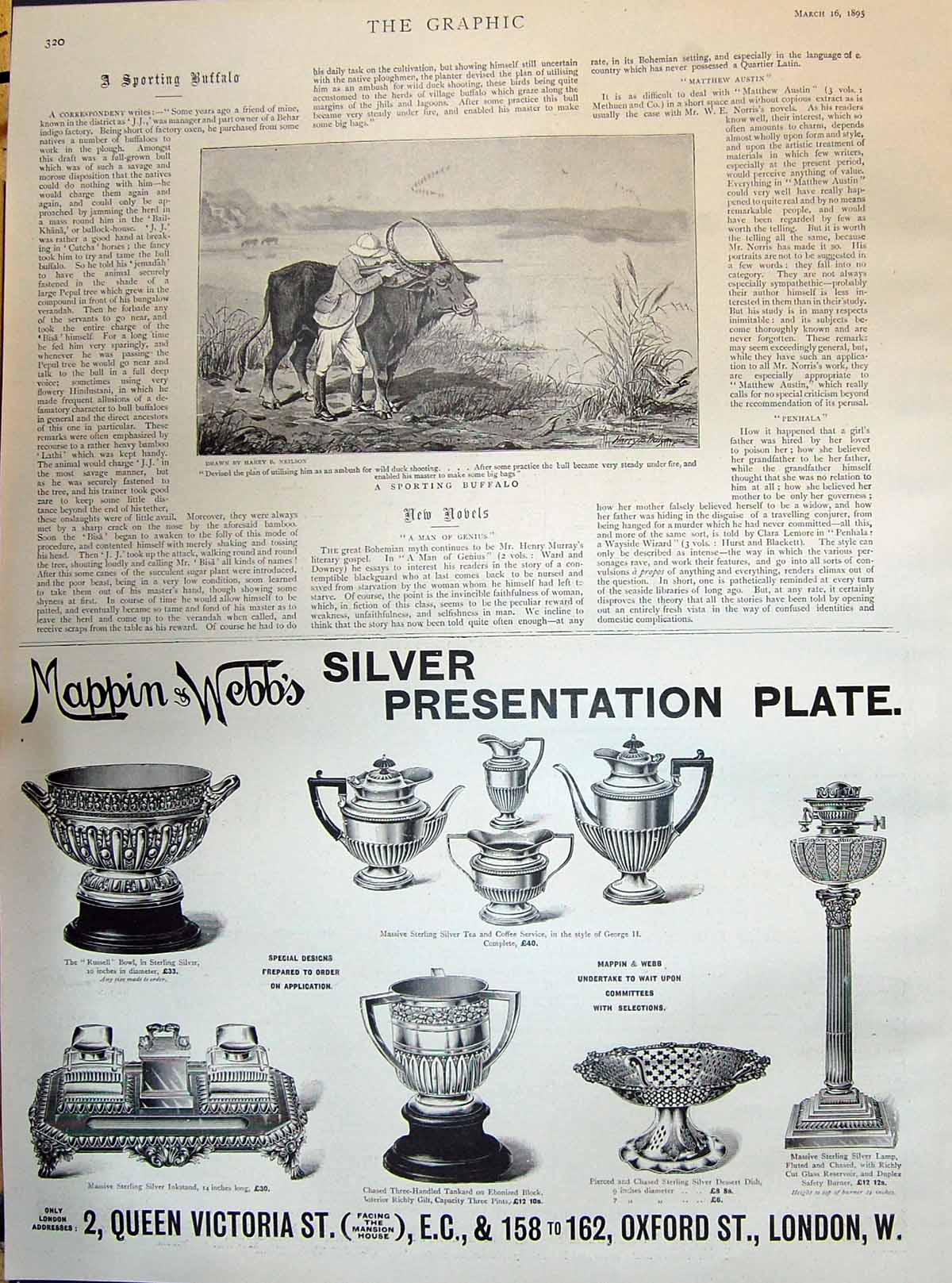 Old 1895 Sporting Buffalo Wild Duck Shooting Mappin Webb Silver Plate Victorian