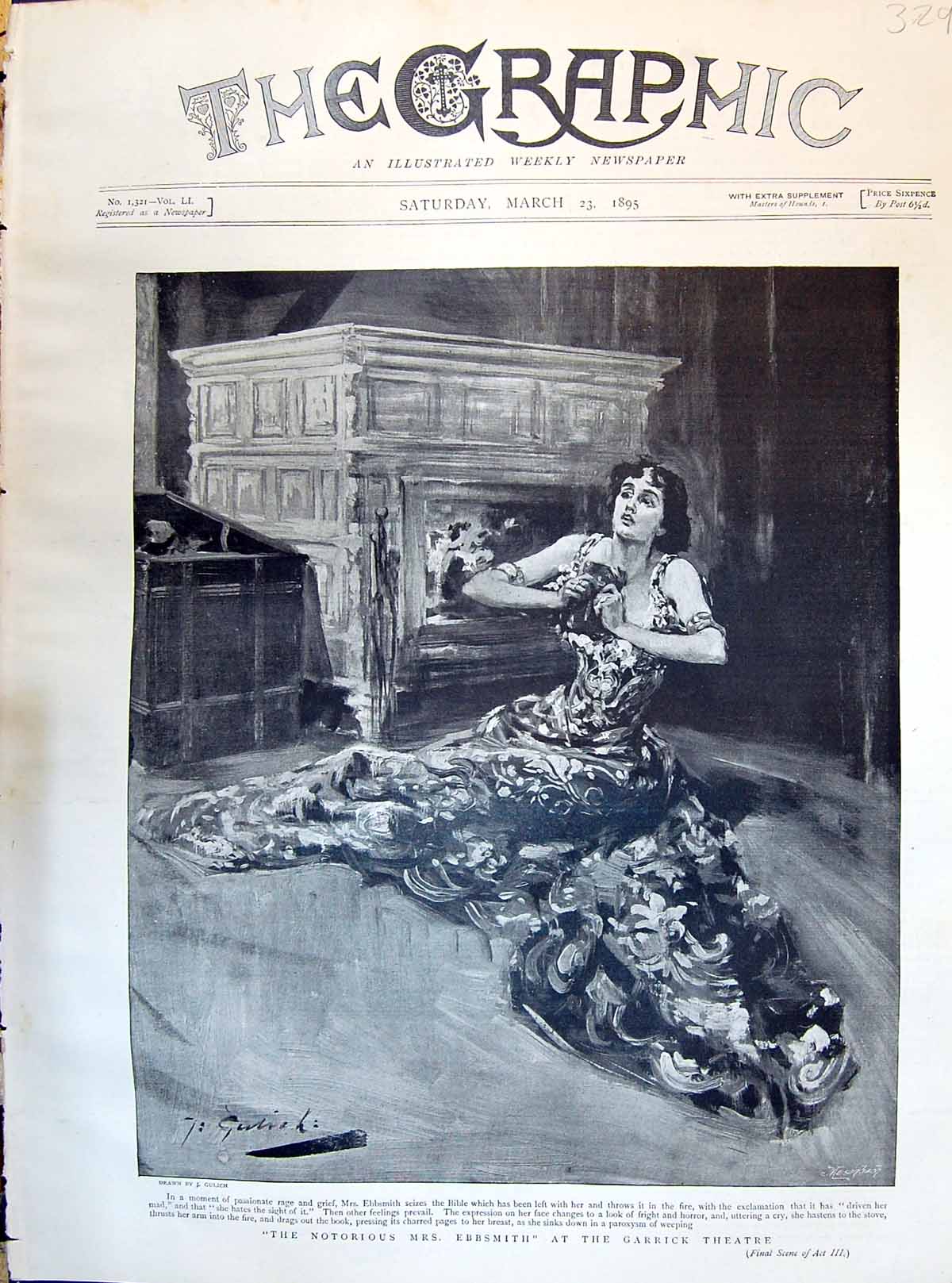 Old 1895 Notorious Mrs Ebbsmith Garrick Theatre Beautiful Woman Actre Victorian