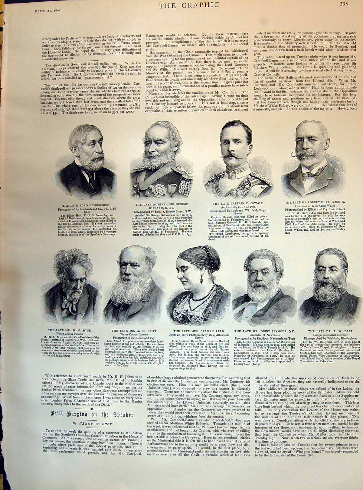 Old 1895 Bessborough Giffard Oswald Duff Hine Fripp Reed Seymour Dale Victorian