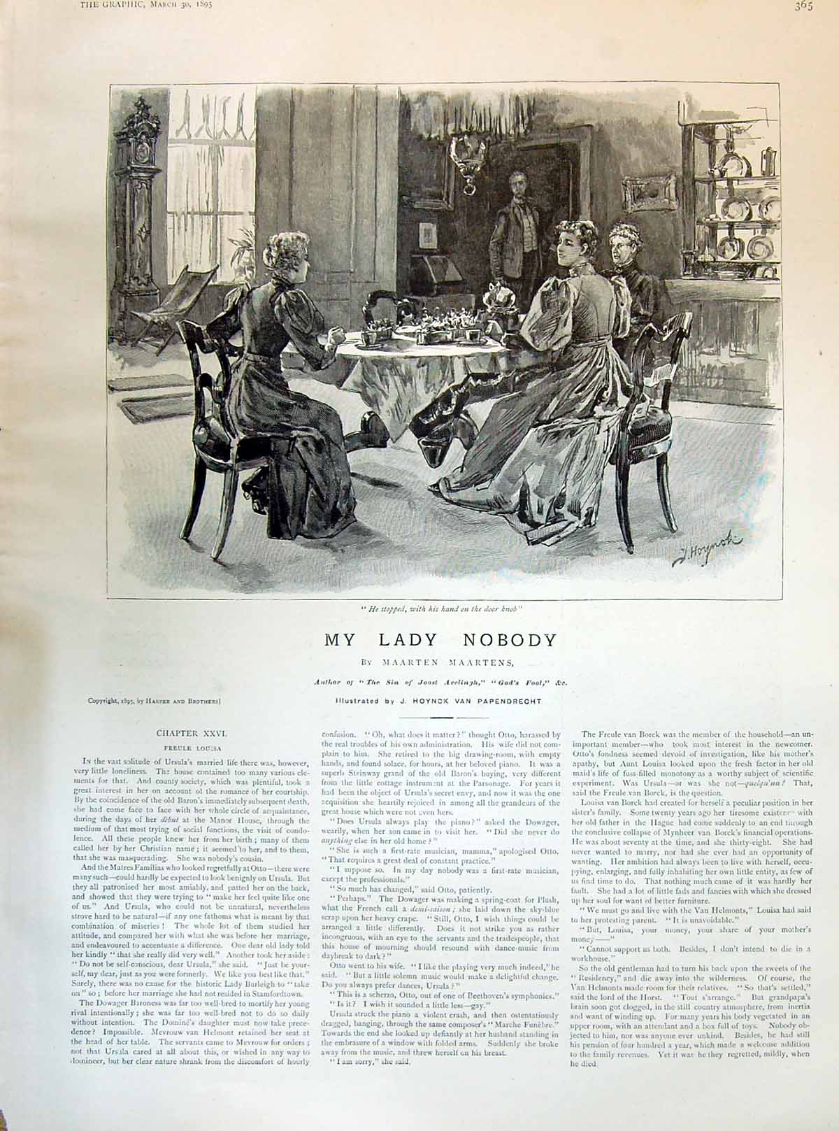 Old 1895 My Lady Nobody Story Illustration Maarten Maartens Hoynck Va Victorian