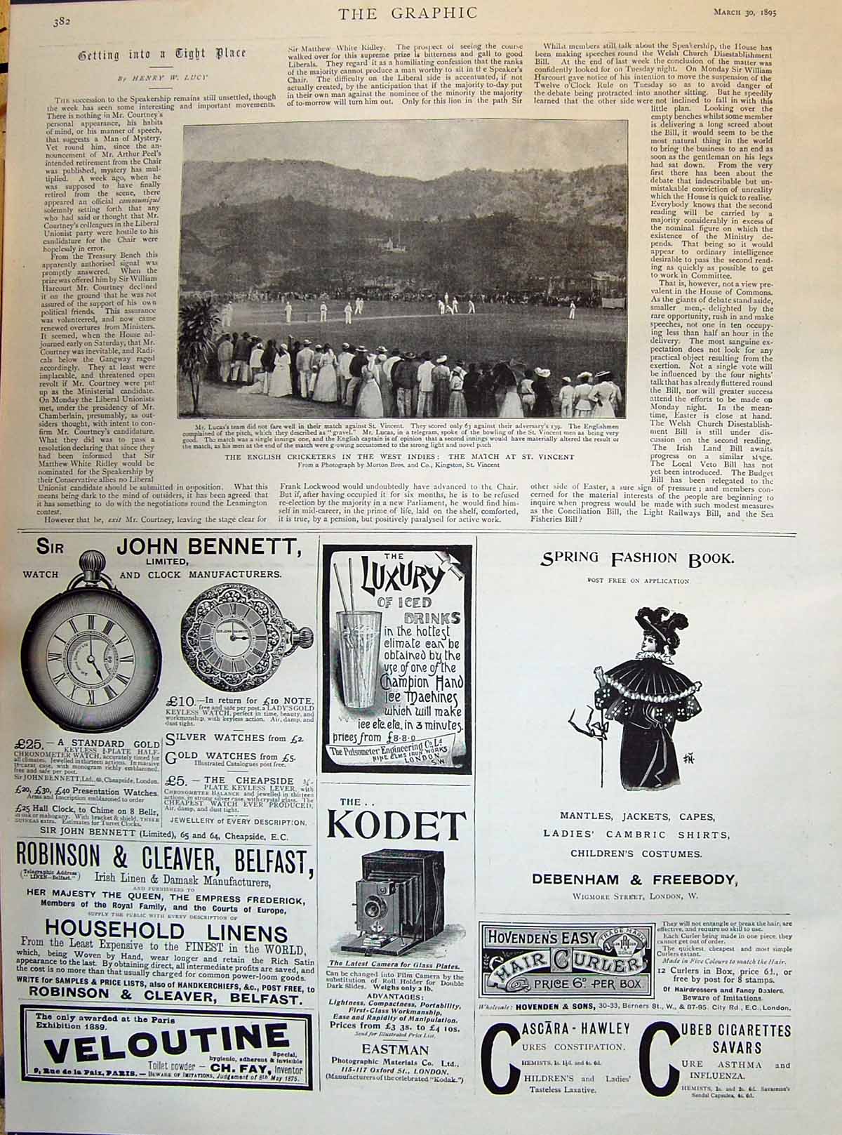 Old 1895 English Cricketers West Indies St Vincent Match Bennett Debe Victorian