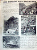 Old Print 1895 Mining In New Zealand Achilles Gfields Limited Shaft Hois 19th