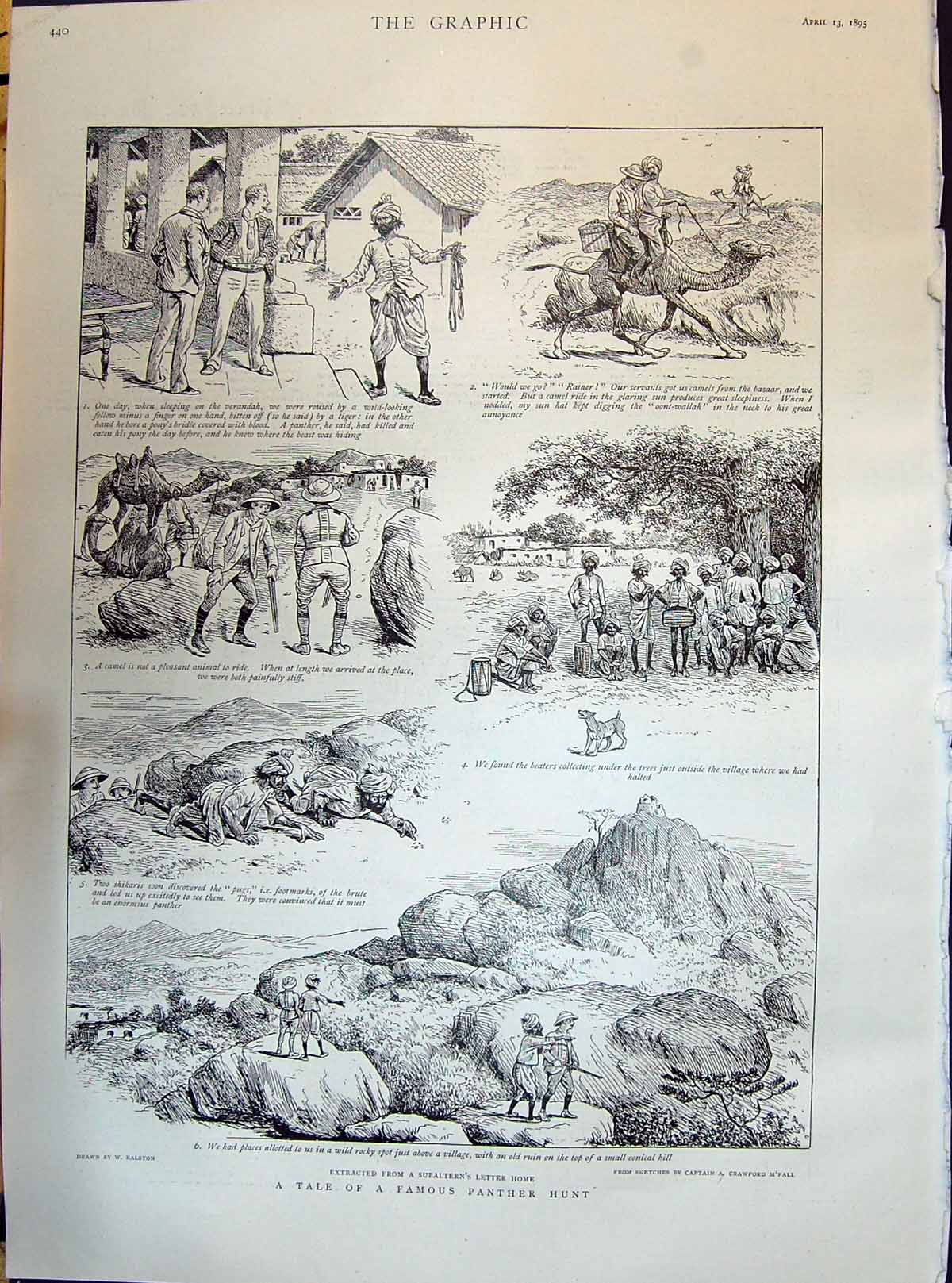 Old 1895 Tale A Famous Panther Hunt Story Illustration Subaltern'S Le Victorian