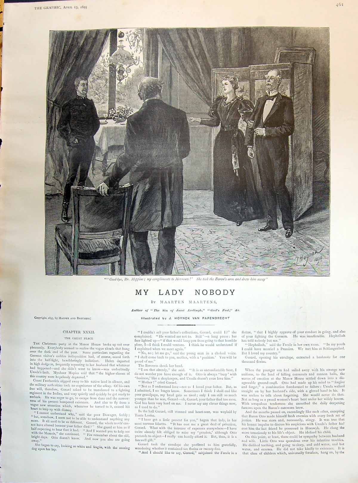 Old 1895 My Lady Nobody Maarten Maartens Story Illustration Hoynck Va Victorian