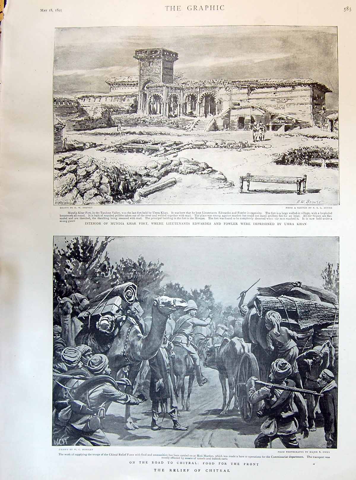 Old 1895 Relief Chitral Road Weapons Mundia Khar Fort Sirdar Nasrulla Victorian