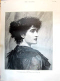 Antique Old Print 1895 Nina Beautiful Woman Schmalz Painting New Gallery 1894