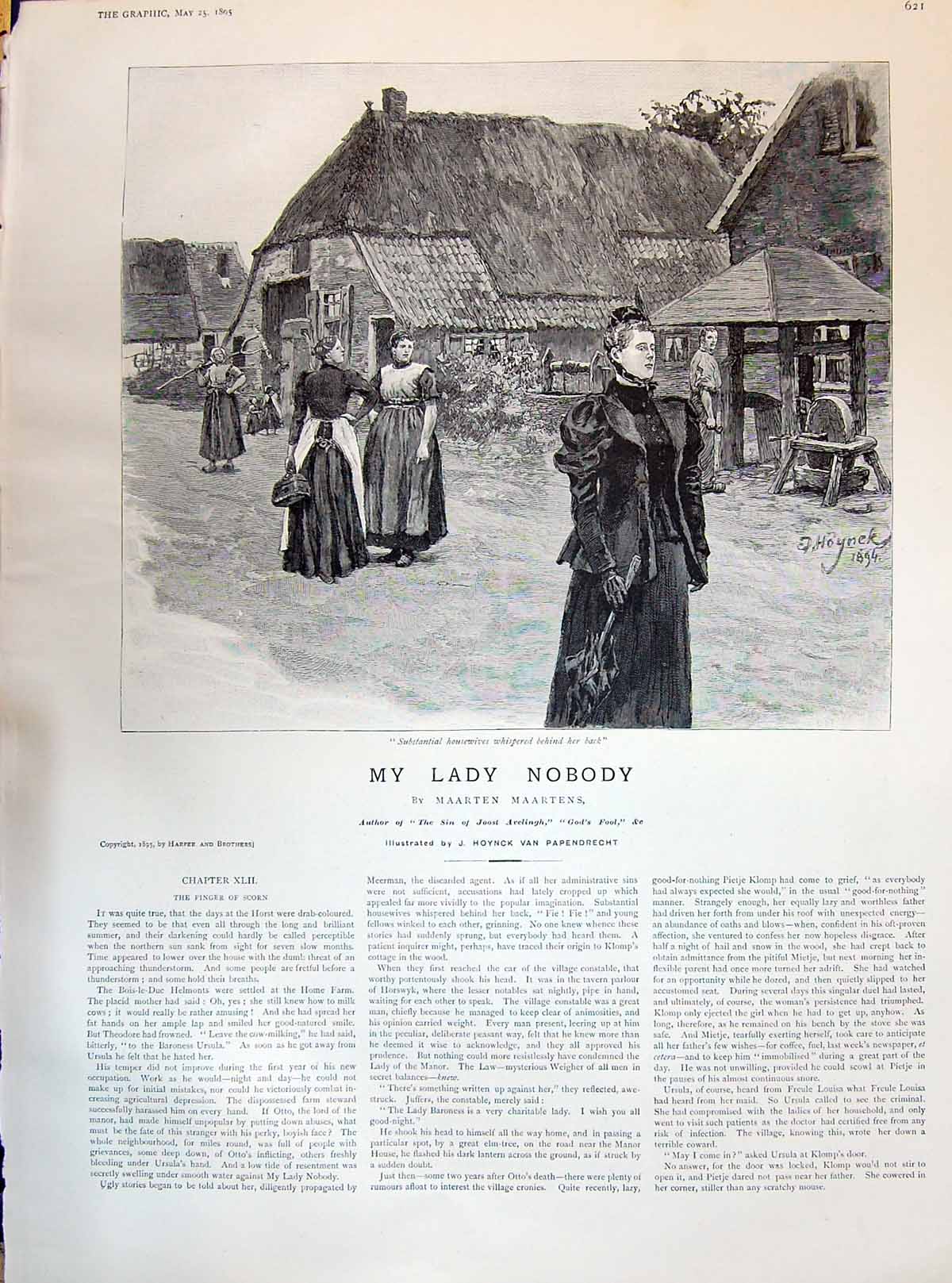 Old 1895 My Lady Nobody Maarten Maartens Hoynck Van Papendrecht Story Victorian