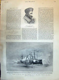 Old 1895 Sher Afzul Khan H.M.S. Terrible Lyttelton Borradaile Townshe Victorian