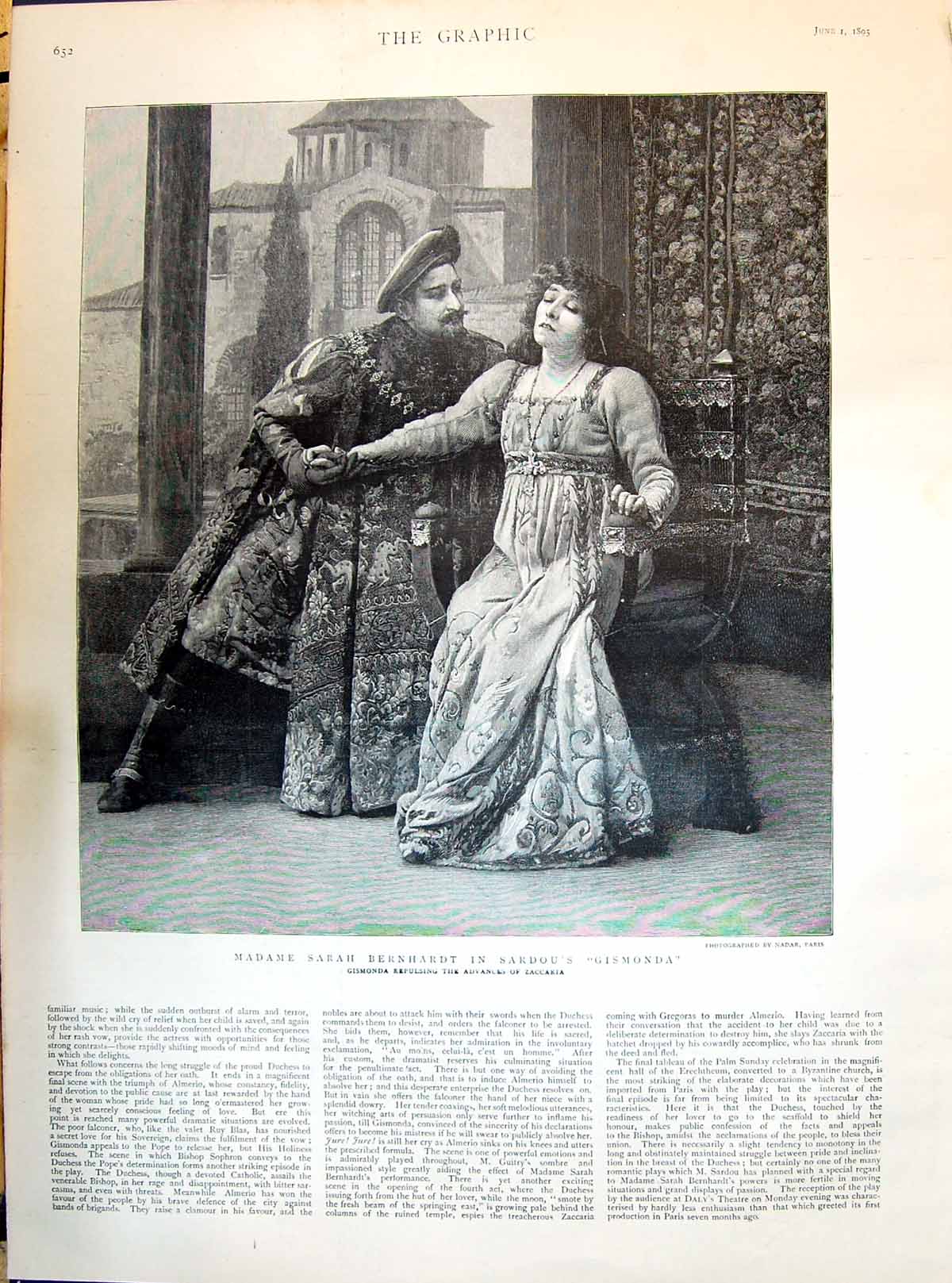 Old 1895 Madame Sarah Bernhardt Sardou Gismonda Russell Leigh Loch Ir Victorian