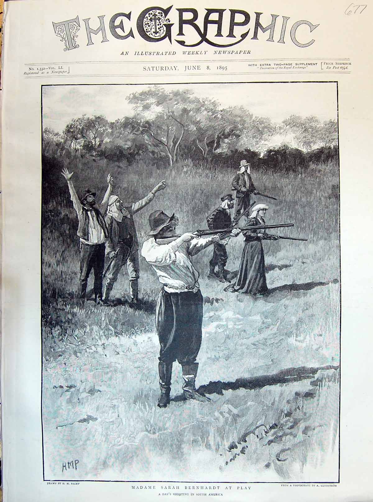 Old 1895 Madame Sarah Bernhardt At Play Days Shooting In South Americ Victorian