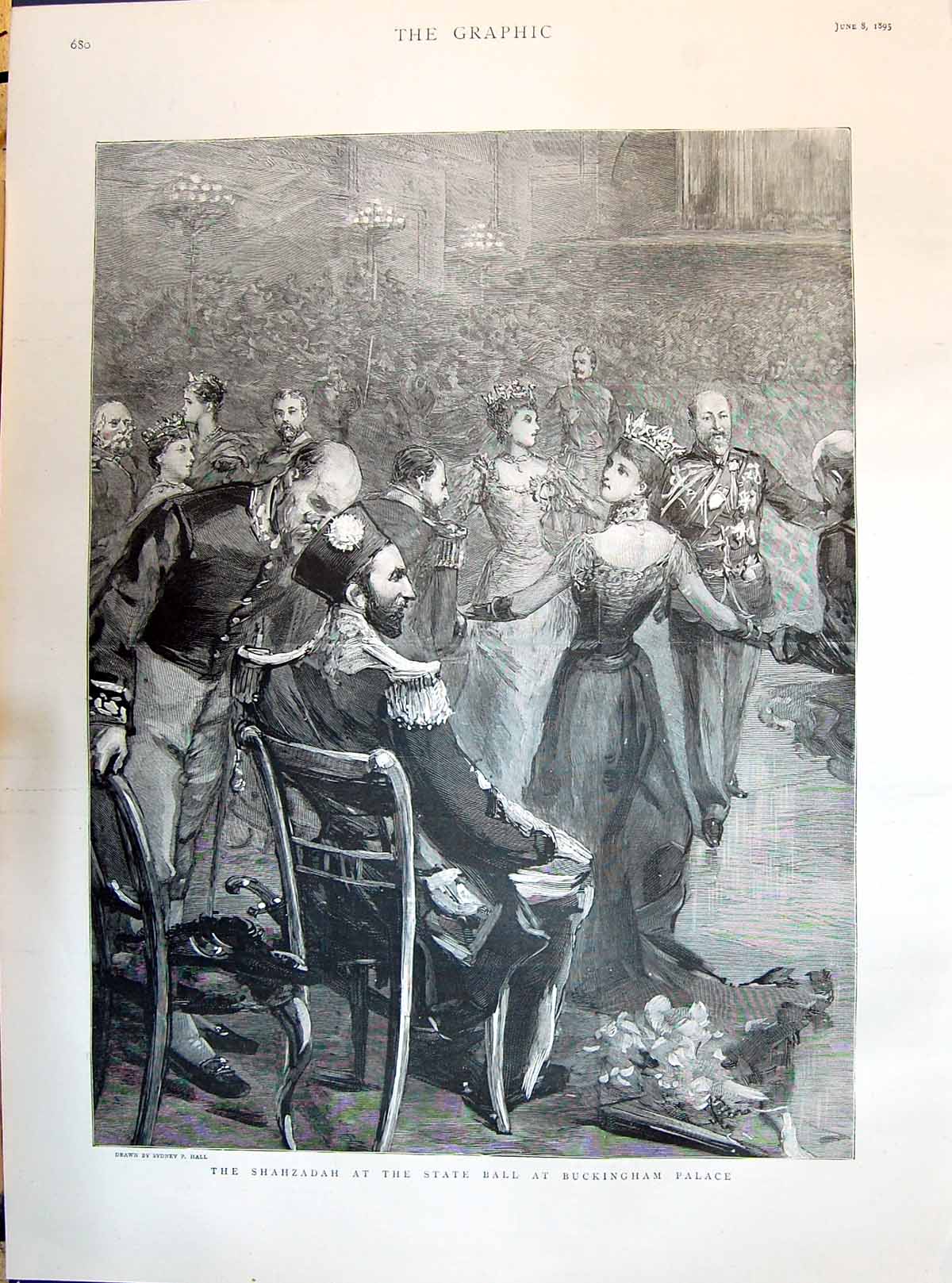 Old Print 1895 Shahzadah State Ball Buckingham Palace Dancing Sydney Hall 19th