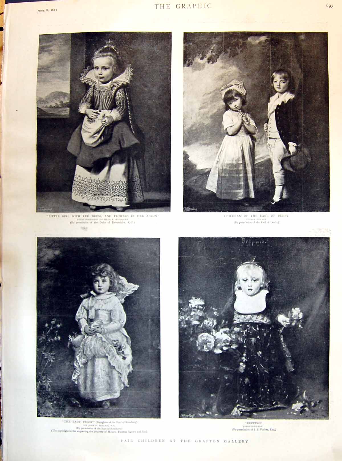 Old 1895 Young Fair Children Earl Derby Beppino Peggy Frances Diana P Victorian