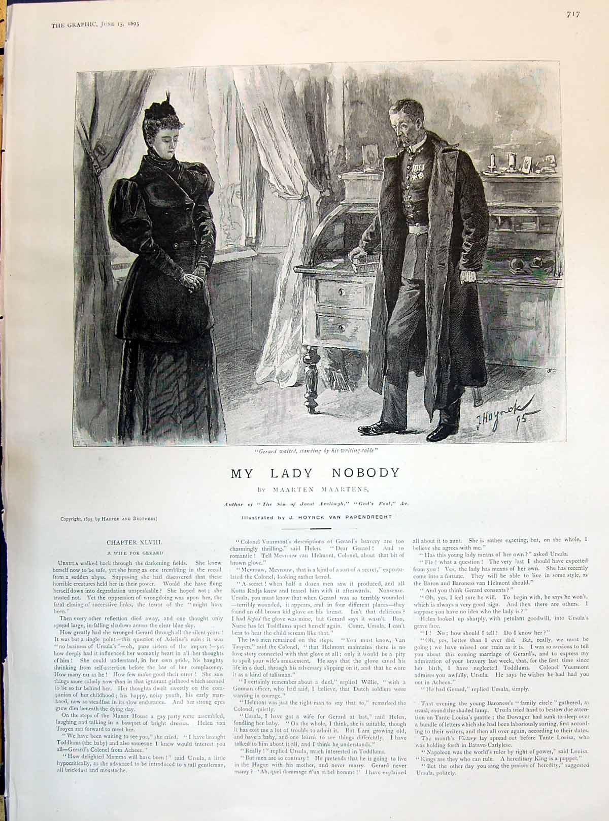 Antique Old Print 1895 My Lady Nobody Gerard Waiting Hoynck Van Papendrecht