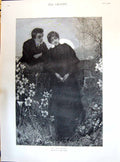 Antique Print 1895 Story Outdoor Scene Young Man Woman Romance Cooke Cowen 19th