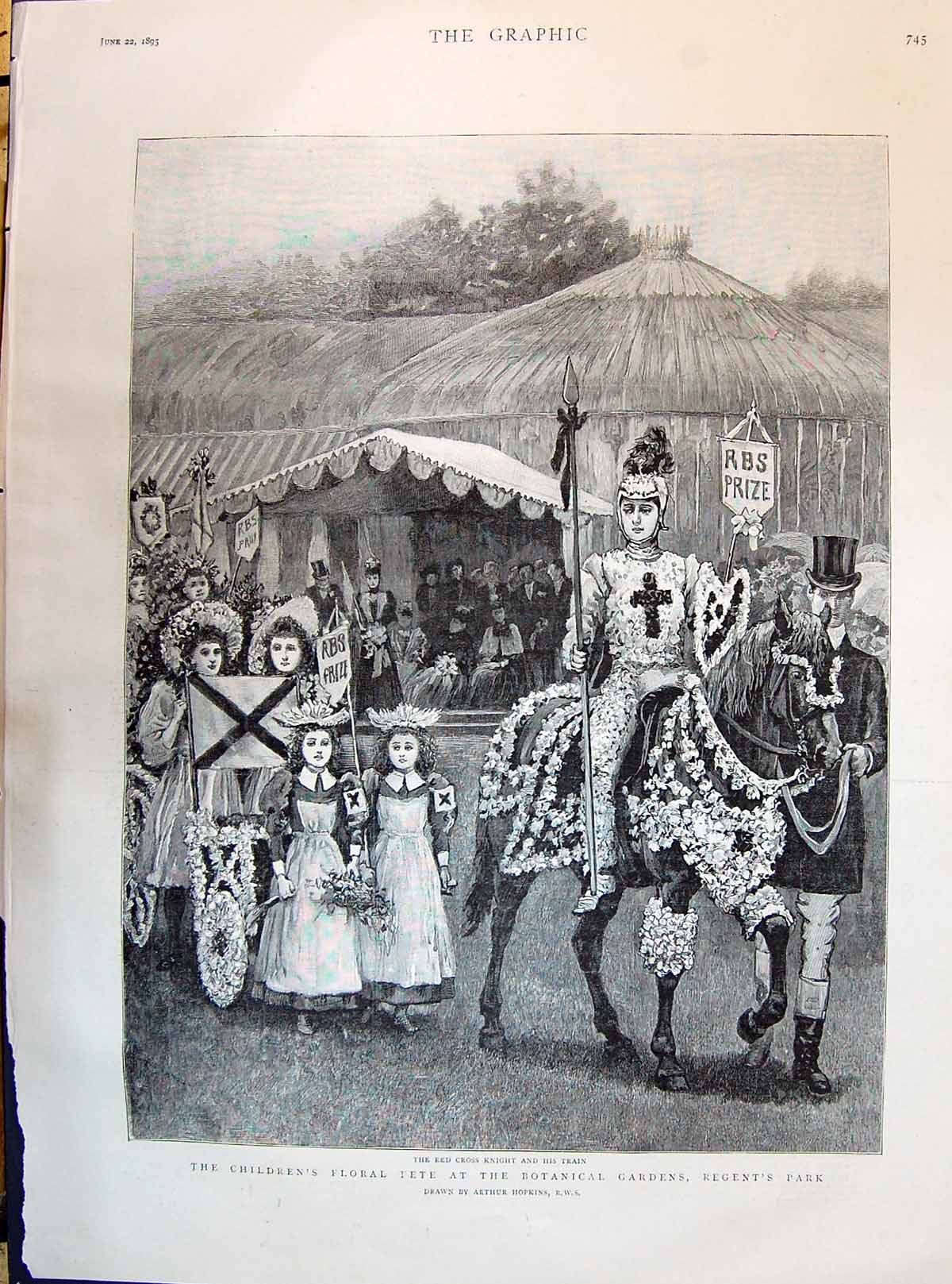 Old 1895 Children Floral Botanical Gardens Regent Park Baillie Glave Victorian